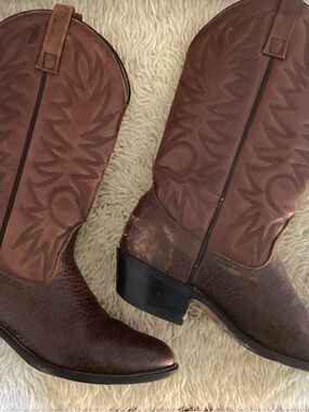 Vintage Brown Leather Heeled Cowboy Boots